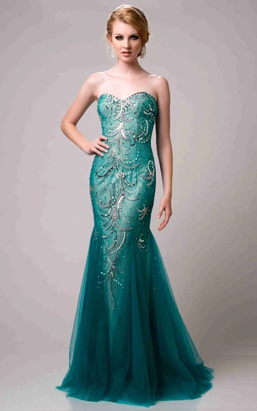 Sequin Mermaid Strapless Sweetheart Prom Dress with Tulle Glittery Elegant 2024 Women's Dress