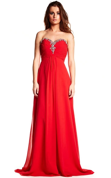 Beaded Chiffon Prom Dress with Sweetheart Neckline and Floor-Length Hem