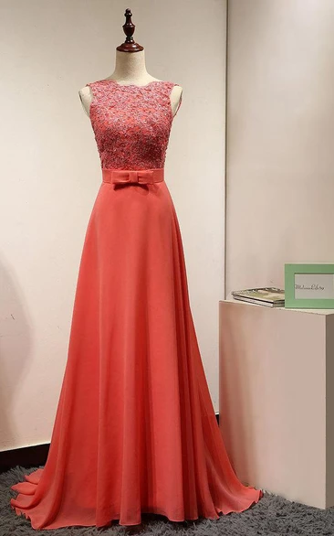 Coral Lace Applique Maxi Dress for Casual Occasions