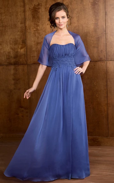 Appliqued A-Line Mother Of The Bride Dress Long Sweetheart Gown with Pleats