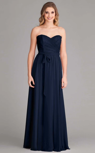 Sleeveless Chiffon Bridesmaid Dress Ribboned & Flowy