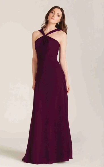 Chiffon Ruched Sleeveless Bridesmaid Dress Elegant Bridesmaid Dress