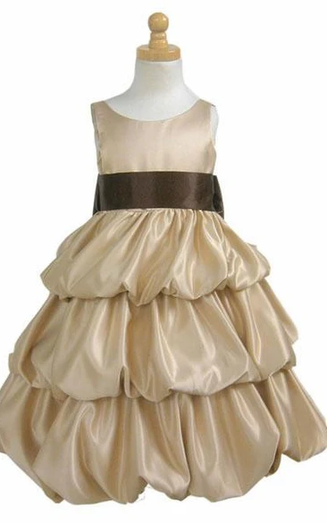 Sleeveless Satin Flower Girl Dress Tiered Elegant 2024