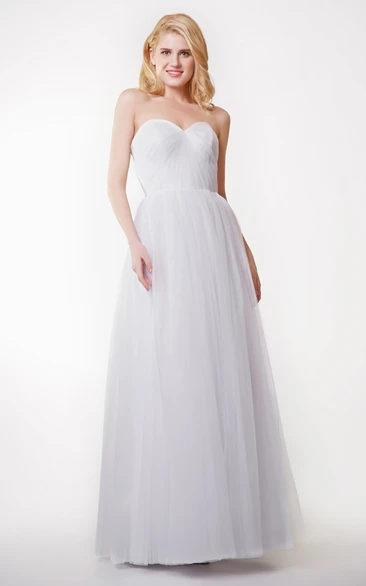 Convertible Sweetheart Tulle Bridesmaid Dress with Pleats