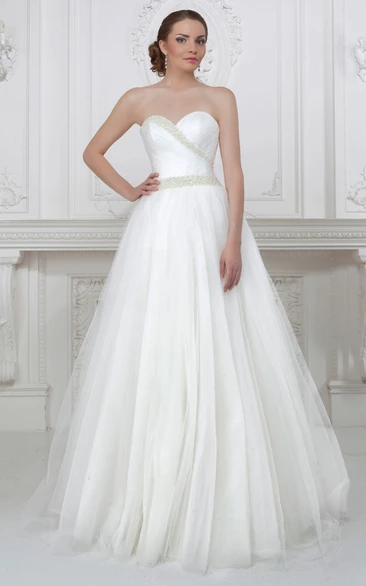 Sweetheart Criss-Cross Sleeveless Tulle A-Line Wedding Dress Romantic Bridal Gown