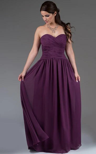 A-Line Chiffon Bridesmaid Dress with Sweetheart Neckline and Criss Cross Bodice