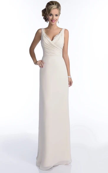 Sleeveless A-Line Chiffon Bridesmaid Dress V-Neck Crisscross