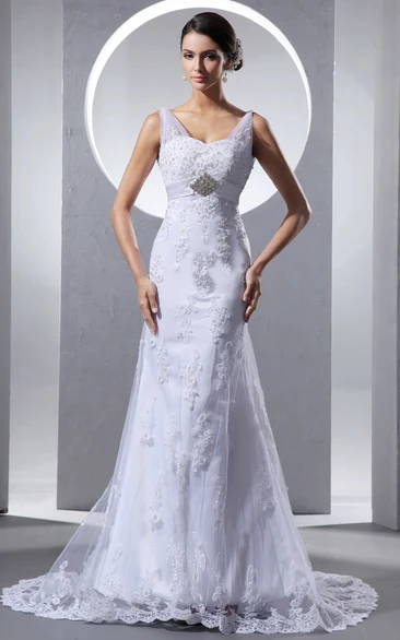 Empire Mermaid Lace Beaded Wedding Dress