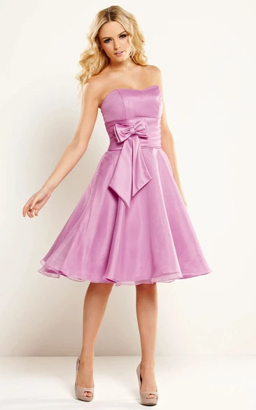 Satin Maxi Bridesmaid Dress with Corset Back and Bow Detail