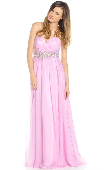 A-Line Sweetheart Ruched Prom Dress with Jewellery Waist Modern Dress