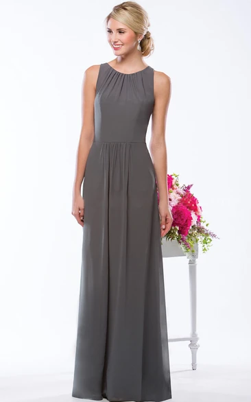 Sleeveless A-Line Keyhole Back Bridesmaid Dress with Floor-Length