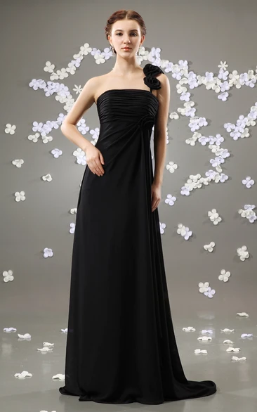 Empire Chiffon Bridesmaid Dress with Draping Long Flowy Dress