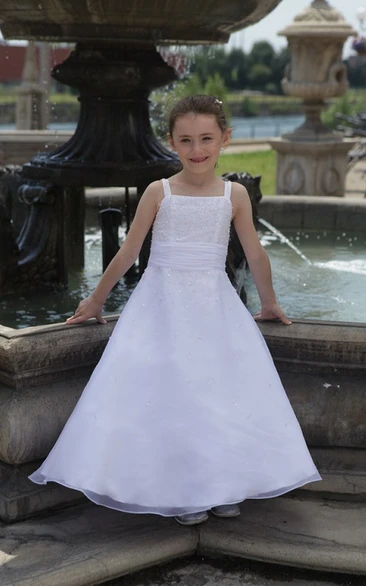 Organza Square Neck A-line Flower Girl Dress with Bandage Elegant and Unique