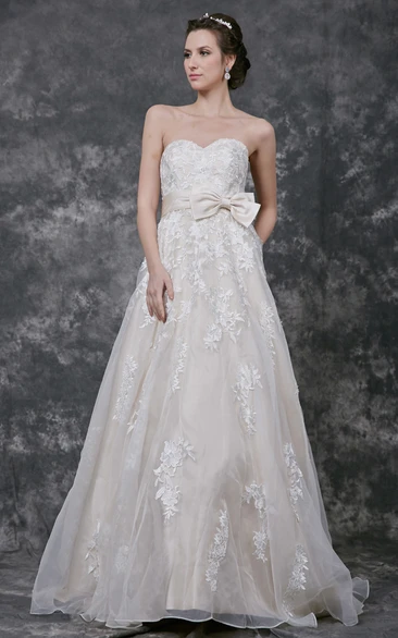 A-line Organza Wedding Dress with Appliques Wedding Dress Simple Elegant