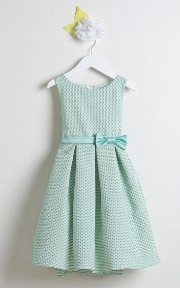 Satin Sleeveless Flower Girl Dress with Bow