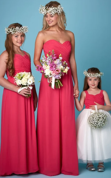 Floor-Length Sleeveless Chiffon Bridesmaid Dress with Sweetheart Neckline