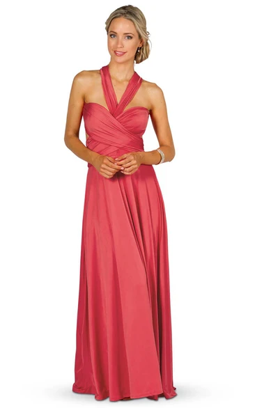 A-Line Chiffon Bridesmaid Dress with Bow Sleeveless Floor-Length Pleated