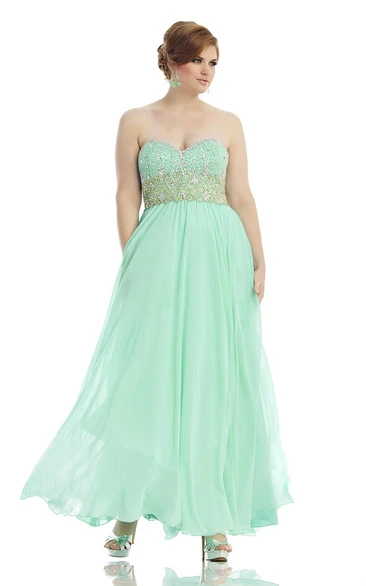 A-line Chiffon Beaded Pleated Bridesmaid Dress