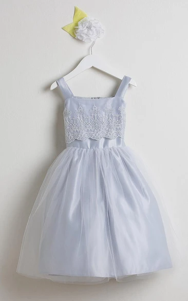 Embroidered Organza Flower Girl Dress with Tiered Skirt Modern Wedding Dress