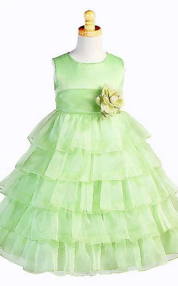 Sleeveless Organza Tiered Flower Girl Dress Flowy and Delicate