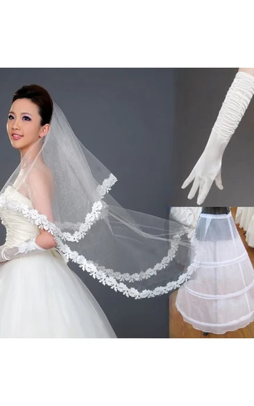 Wedding Veil Gloves Petticoat Package Cheap & New Style