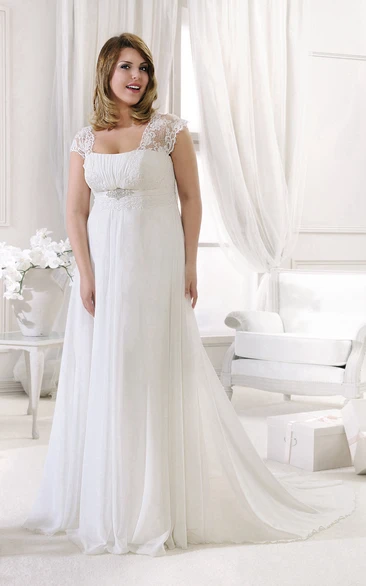 Strapped Empire Lace Bridesmaid Dress in Chiffon