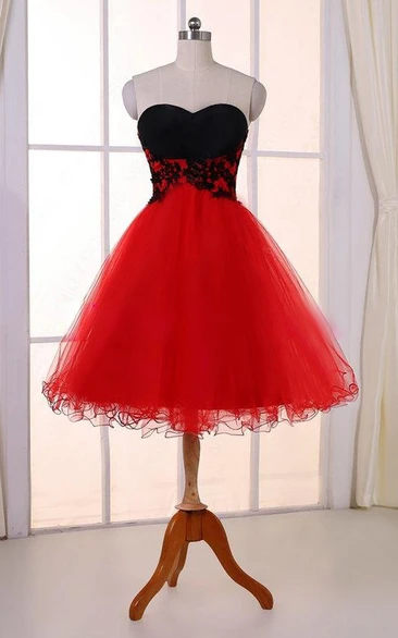 Knee-length Tulle Dress Sweetheart & Applique