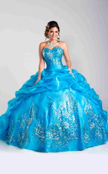 Sequin Sweetheart Ball Gown with Cascading Ruffles Formal Dress