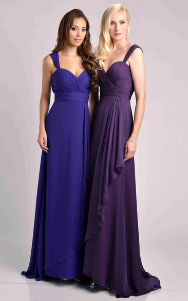 Crisscross Bust Chiffon A-Line Bridesmaid Dress with Side Draping