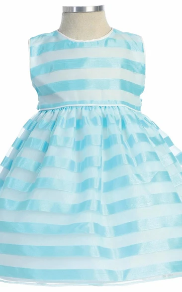 Sleeveless Pleated Organza Flower Girl Dress Tea-Length