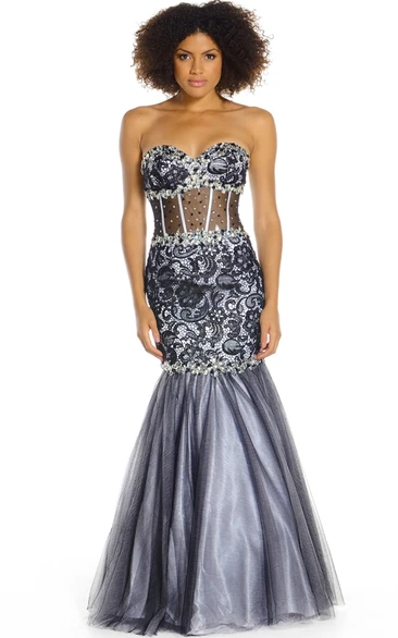 Sleeveless Sweetheart Mermaid Prom Dress with Tulle & Satin Stunning Prom Dress