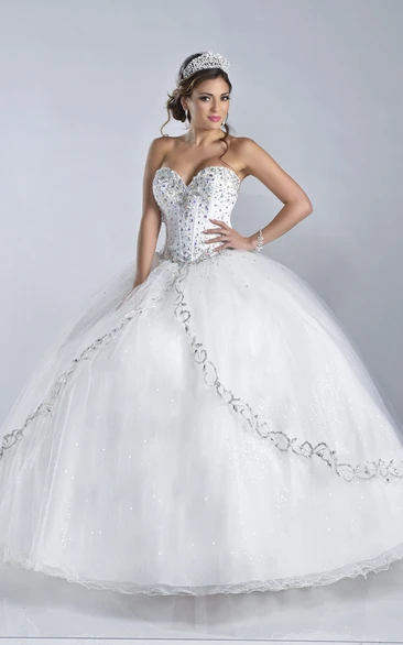 Bodice Rhinestone Lace-Up Ball Gown Formal Dress