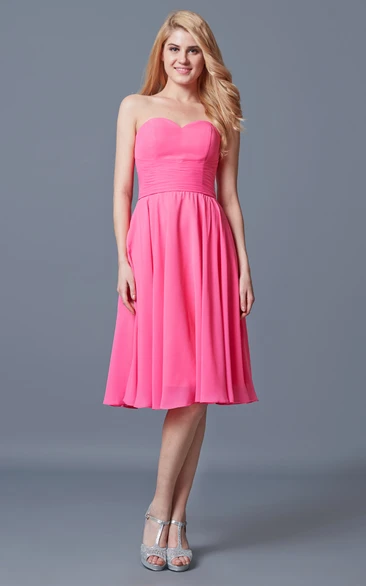 Vibrant Backless Pleated Knee-length Chiffon Bridesmaid Dress