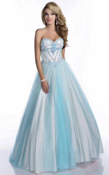 Crystal Detailed Corset A-Line Tulle Prom Dress Unique Prom Dress 2024