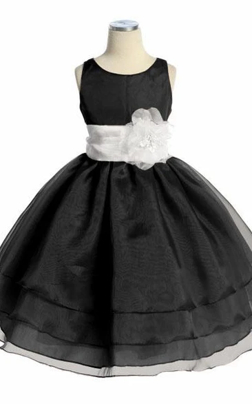 Tiered Organza Flower Girl Dress Tea-Length