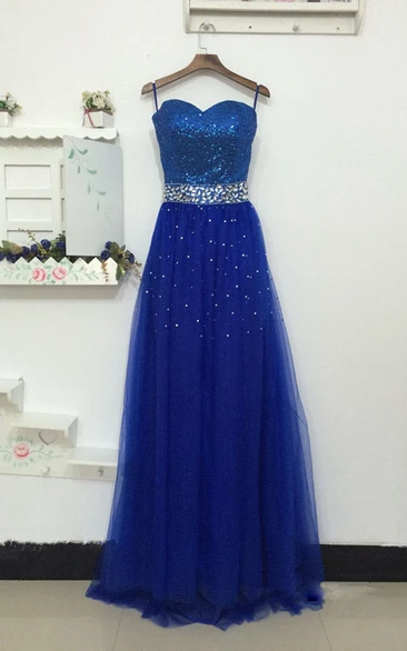 Sweetheart A-line Tulle Dress with Sequins and Beading