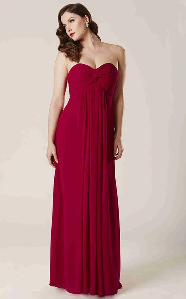 Empire Sweetheart Bridesmaid Dress with Pleats Sleeveless Criss-Cross Chiffon