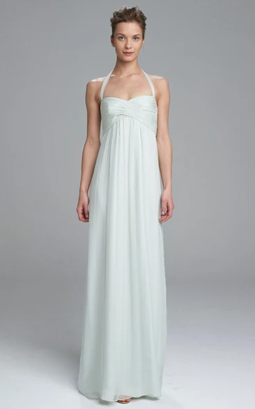 Empire Halter Chiffon Bridesmaid Dress with Ruching Sleeveless