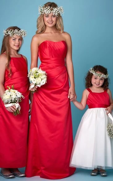 One-Shoulder Satin Bridesmaid Dress with Ruching and Sleeveless Sheath Style Flowy