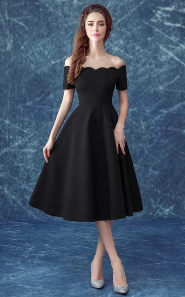 A-line Short Spandex Formal Dress with Off-Shoulder Sleeves