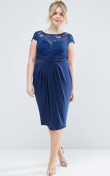 Appliqued T-Shirt Sleeve Tea-Length Bridesmaid Dress Chic and Simple