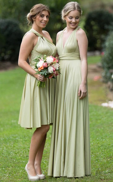 Knee-Length Strapped Chiffon Bridesmaid Dress with Ruching