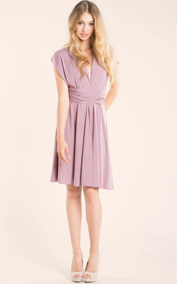 Knee-length Jersey and Satin Bridesmaid Dress for Women