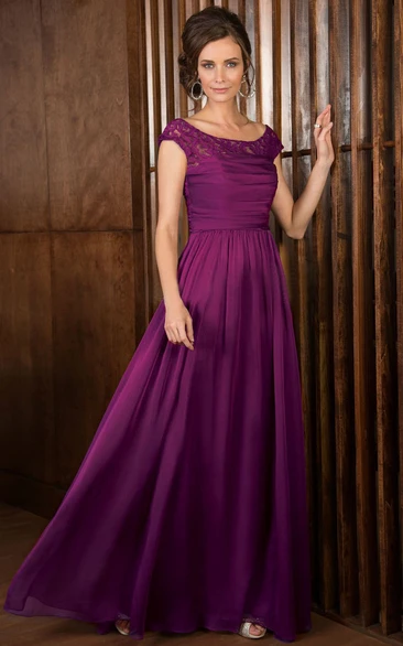 Cap-Sleeved A-Line Mother Of The Bride Dress with V-Back Elegant Formal Dress 2024