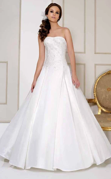 Satin Wedding Dress with Appliques and Court Train Timeless Bridal Gown