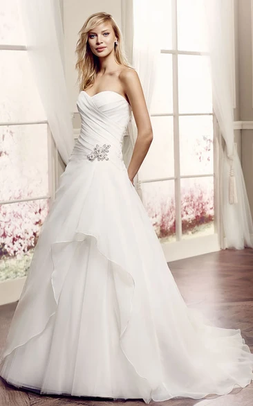 Sweetheart Tulle A-Line Wedding Dress with Draping and Criss Cross Elegant Wedding Dress