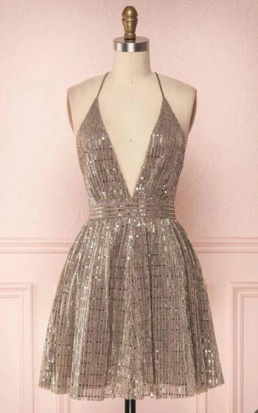 Sequin Spaghetti A-Line Homecoming Dress with Short Length Romantic & Adorable