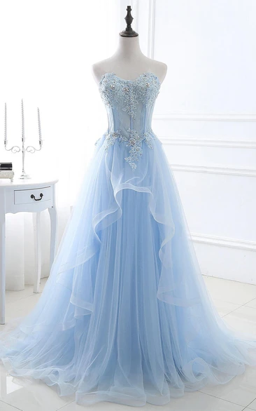 Adorable Lace A-Line Formal Dress with Corset Back for Women