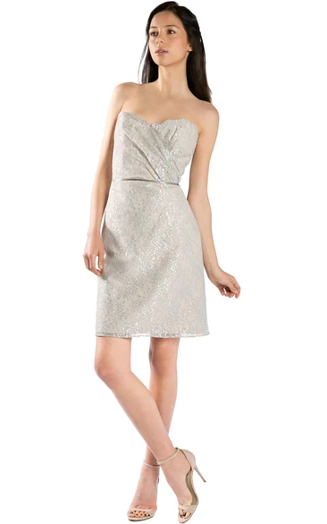 Appliqued Lace One-Shoulder Bridesmaid Dress Multi-Color Mini Sleeveless Straps Convertible