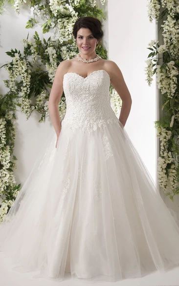Appliqued Lace Ball Gown Wedding Dress with Sweetheart Neckline